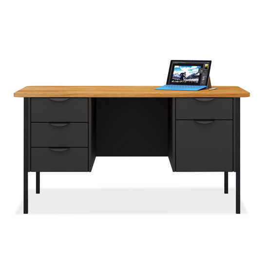 Candex Teacher's Double Hanging Pedestal Desk - 60"W x 30"D