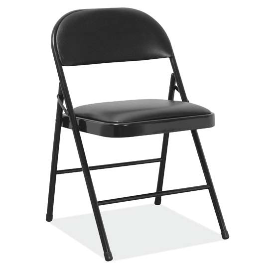 OfficeSource Steel Folding Chairs Steel Folding Chair with Padded Seat and Back (OSGS4903VBK)