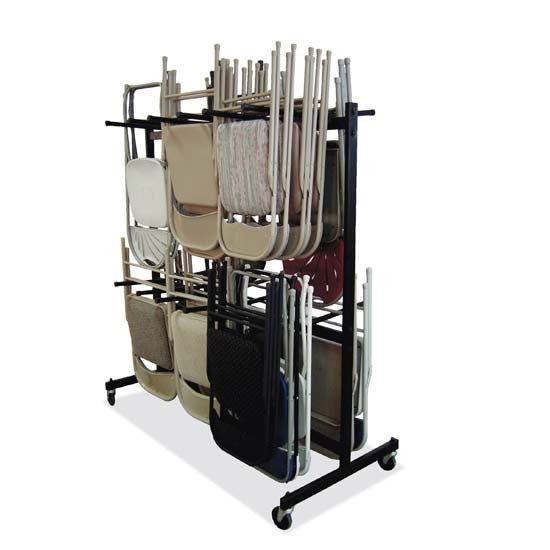 OfficeSource Blow Molded Folding Chairs Folding Chair Cart (OSGS4907BK)