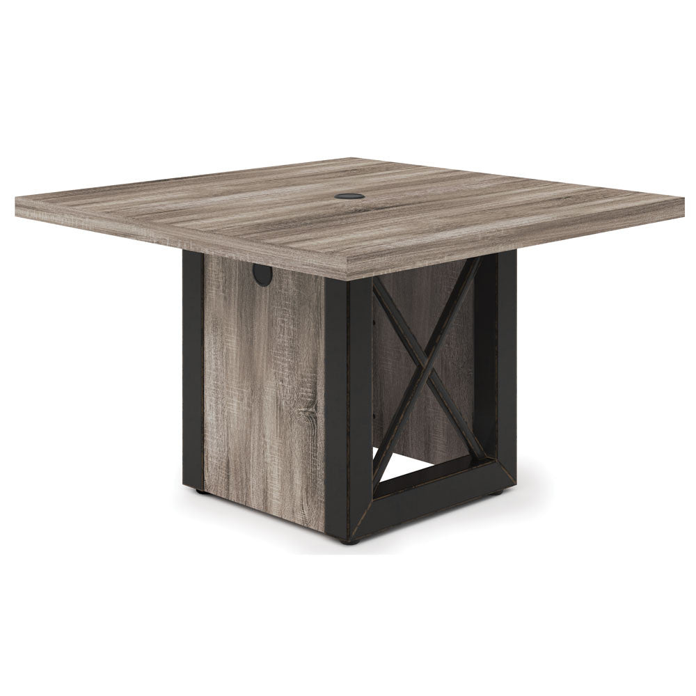 OfficeSource Riveted Square Conference Table with Cubed Base (HIC4848DB)