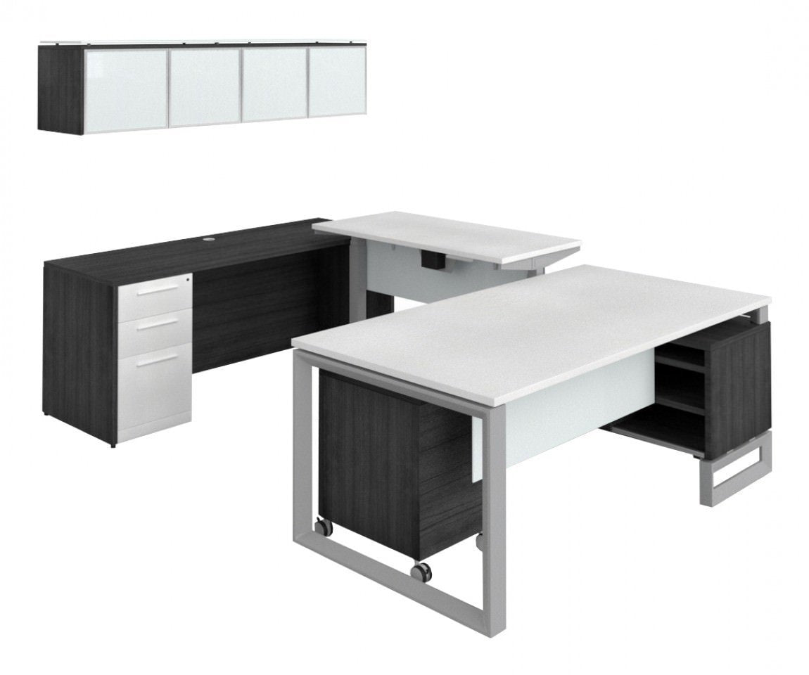 U Shaped Height Adjustable Desk with Storage – view 1