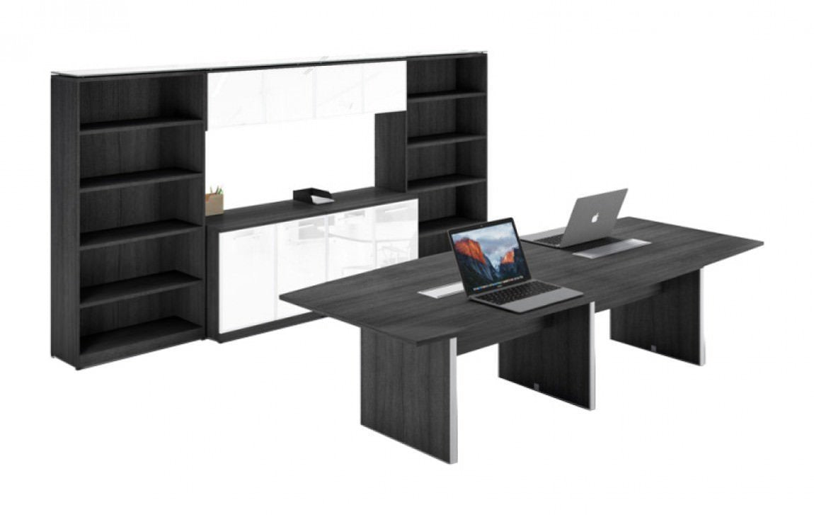 Corp Design Boat Shaped Conference Tables with Storage – view 1