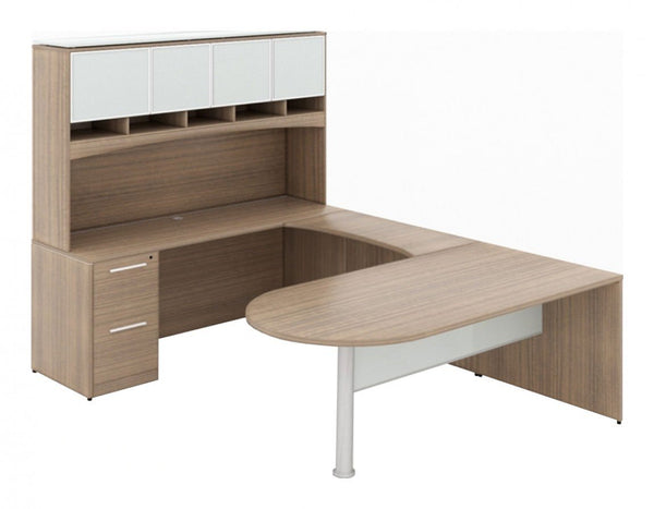 Corp Design U Shaped Peninsula Desks with Hutch – view 1