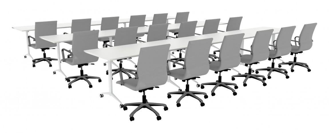 Three Rows of Flip Top Training Tables – view 1