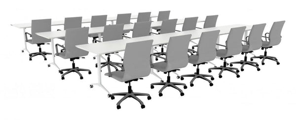 Three Rows of Flip Top Training Tables – view 1