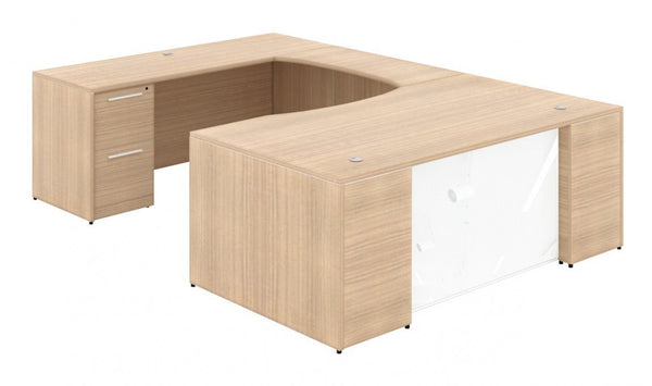 Corp Design U Shaped Desks with Glass Modesty Panel – view 1