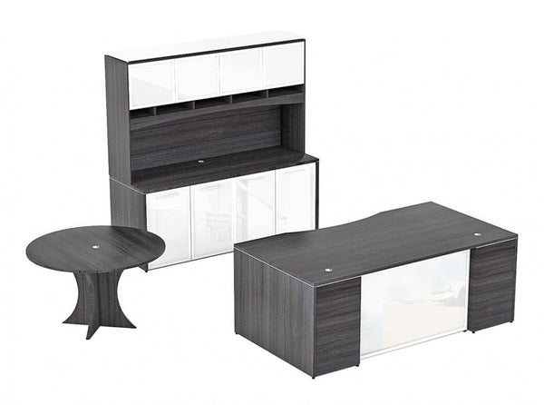 Bow Front Desk Set with Storage and Table – view 1