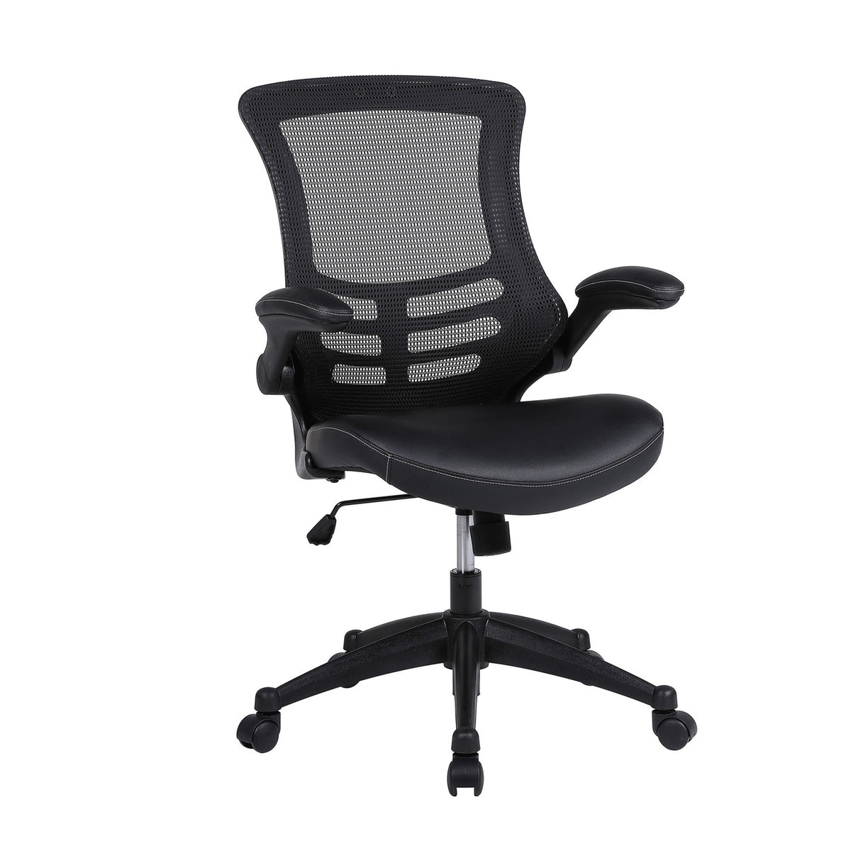 OfficeSource Serene 2.0 Bonded Leather Flip Arm Task Chair (OSTW8011LBK)