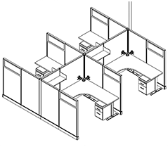 Friant System 2 Workstation with My-Hite Desk Typical F2-4017 (6' x 7') plan view
