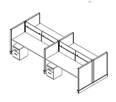 Friant System 2 Workstation with My-Hite Desk Typical F2-4018 (30" x 72") plan view