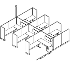 Friant System 2 Workstation with My-Hite Desk Typical F2-6020 (6' x 8') plan view