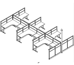 Friant System 2 Workstation with My-Hite Desk Typical F2-6021 (6' x 8') plan view