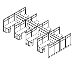 Friant System 2 Workstation with My-Hite Desk Typical F2-8010 (6' x 6') plan view