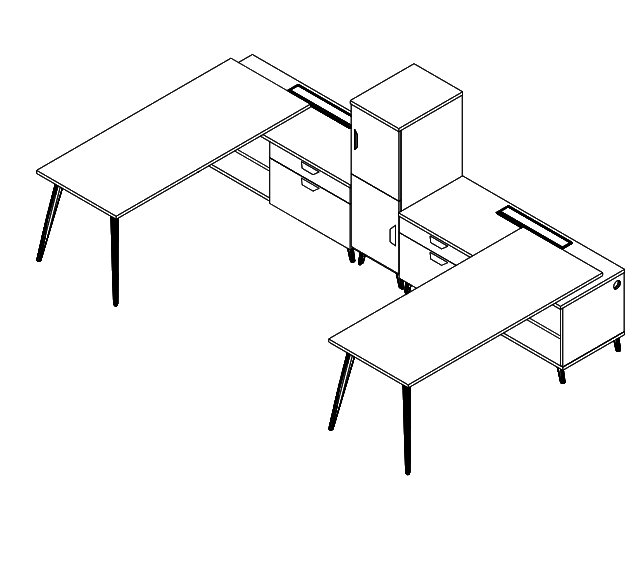 Friant Dash 2-Person Desk Workstations FD-2000 layout