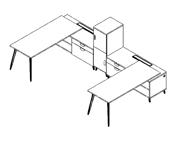 Friant Dash 2-Person Desk Workstations FD-2000 layout