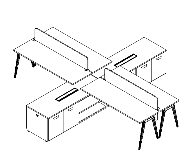 Friant Dash 4-Person Desk Workstations FD-4000 layout
