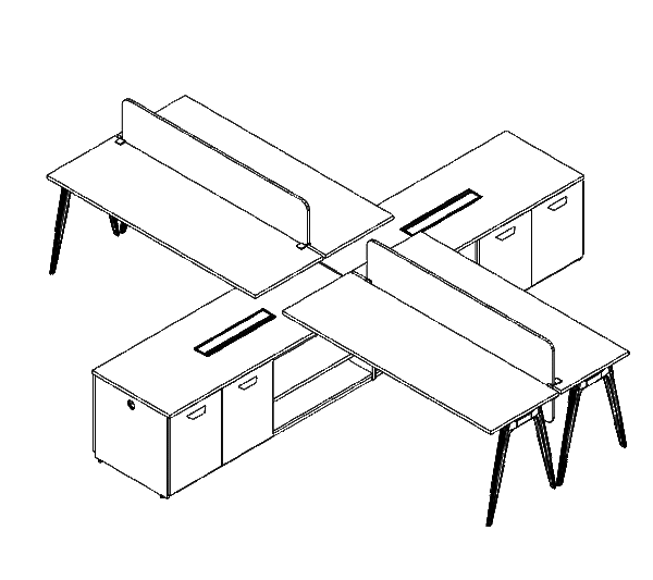 Friant Dash 4-Person Desk Workstations FD-4000 layout