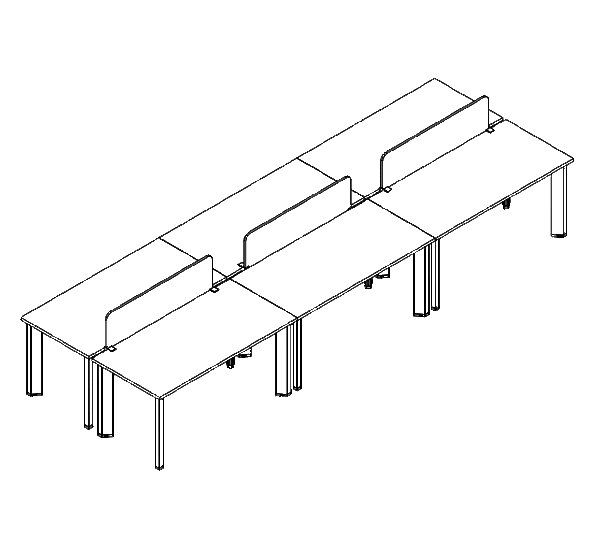 Friant Dash 6-Person Desk Workstations FD-6000 layout