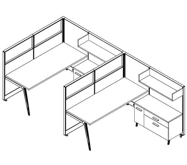Friant Novo 2-Person Cubicle Cluster 6X6 – Friant typical FH-2018 layout