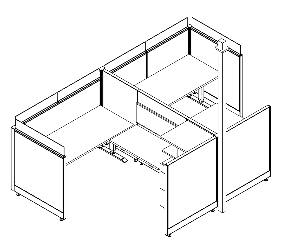 Friant Novo 2-Person Cubicle Cluster 6X9 – Friant typical FH-2020 layout