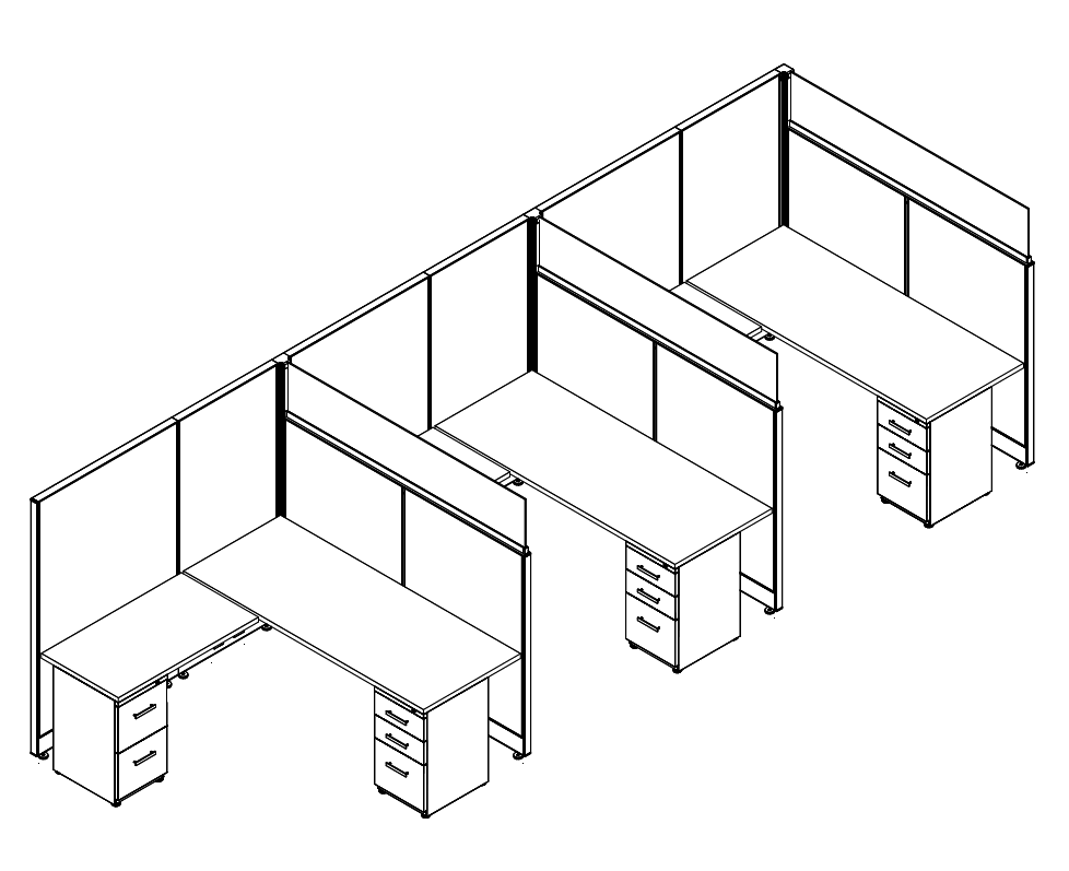 Friant Novo 3-Person Cubicle Cluster 6X6 – Friant typical FH-3006 layout