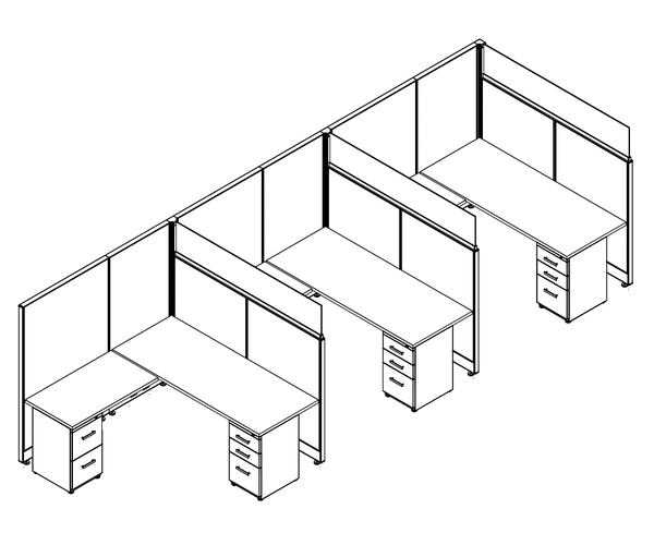 Friant Novo 3-Person Cubicle Cluster 6X6 – Friant typical FH-3006 layout