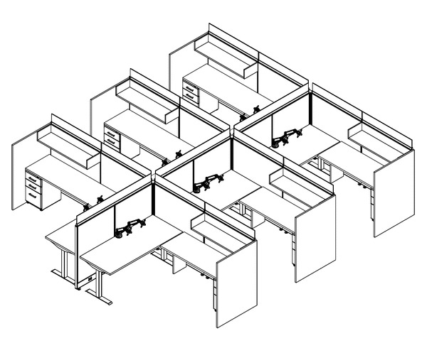 Friant Novo 6-Person Cubicle Cluster 8X6 – Friant typical FH-6023 layout