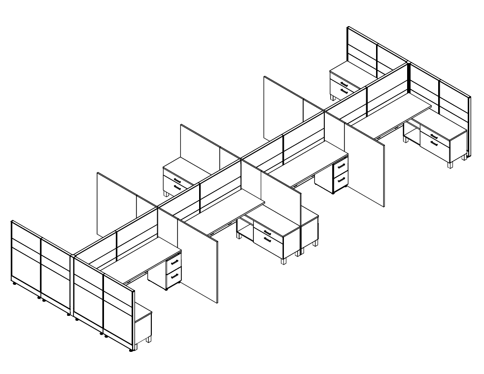 Friant Novo 8-Person Cubicle Cluster – Friant typical FH-8009 layout