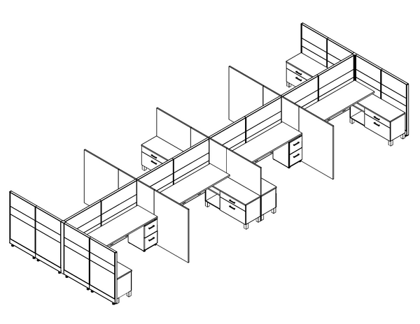 Friant Novo 8-Person Cubicle Cluster – Friant typical FH-8009 layout