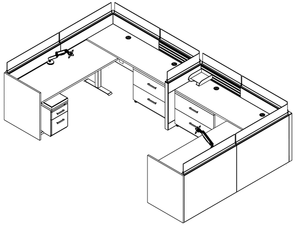 Friant Interra 2-Person Cubicle Cluster 6.5X8 – Friant typical FI-2001 layout