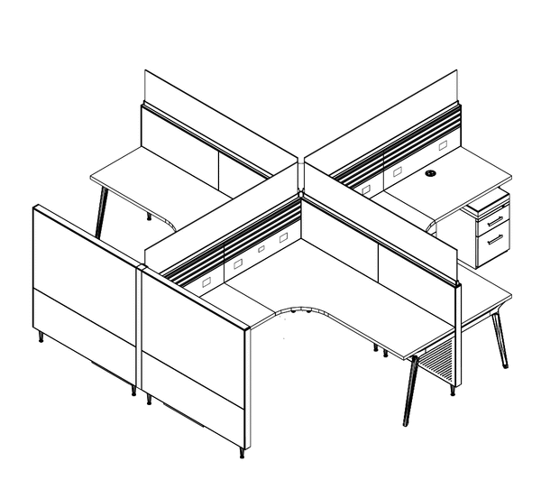Friant Interra 4-person cubicle cluster – typical layout drawing
