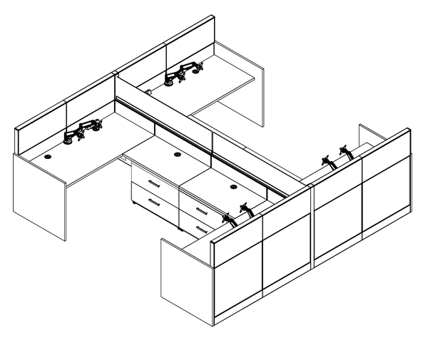Friant Interra 4-Person Cubicle Cluster – Friant typical FI-4020 layout