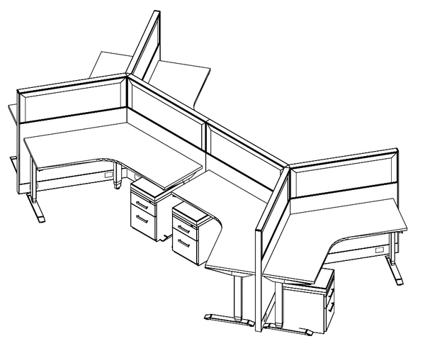 Friant Interra 6-Person Cubicle Cluster – Friant typical FI-6014 layout