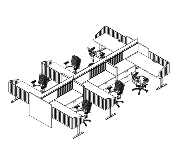Friant Interra low-panel collaborative workstations – typical layout