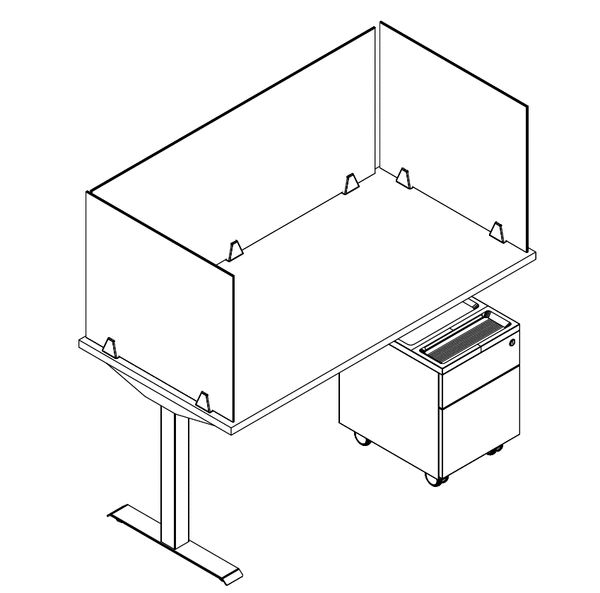 Friant My-Hite Height Adjustable Workstation Typical FMH-1000 (2.5' x 4.5') plan view