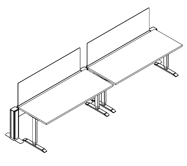 Friant My-Hite Height Adjustable Workstation Typical FMH-2000 (6' x 2.5') plan view
