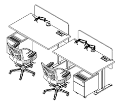 Friant My-Hite Height Adjustable Workstation Typical FMH-2002 (4.5' x 2.5') plan view