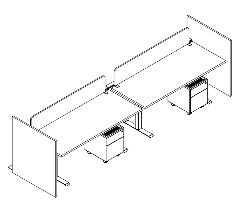 Friant My-Hite Height Adjustable Workstation Typical FMH-2003 (2.5' x 6') plan view