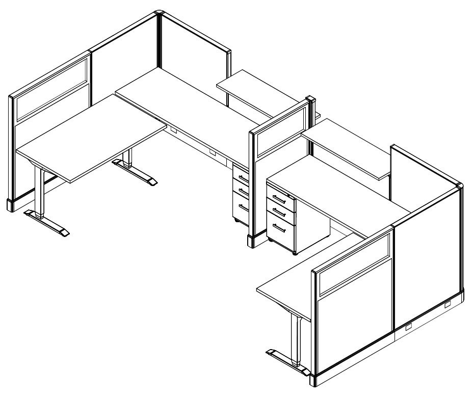 Friant My-Hite Height Adjustable Workstation Typical FMH-2006 (7' x 7') plan view