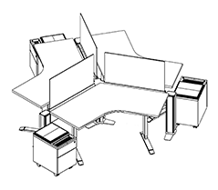 Friant My-Hite Height Adjustable 120° Workstation Typical FMH-3001 (3.5' x 3.5') plan view