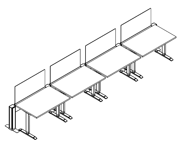 Friant My-Hite Height Adjustable Workstation Typical FMH-4000 (4' x 2.5') plan view