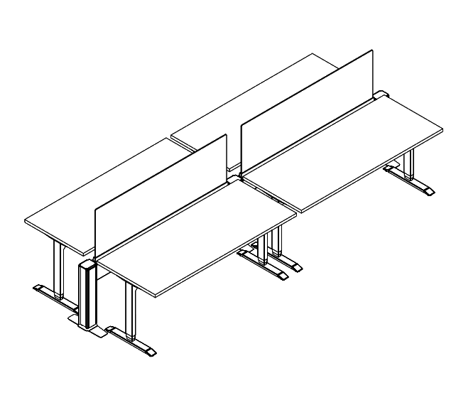 Friant My-Hite Height Adjustable Workstation Typical FMH-4002 (6' x 2.5') plan view