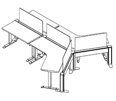 Friant My-Hite Height Adjustable 120° Workstation Typical FMH-4007 (4' x 4') plan view