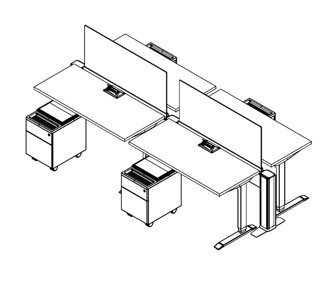 Friant My-Hite Height Adjustable Workstation Typical FMH-4009 (4.5' x 2') plan view