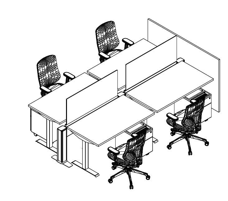 Friant My-Hite Height Adjustable Workstation Typical FMH-4010 (2.5' x 4.5') plan view