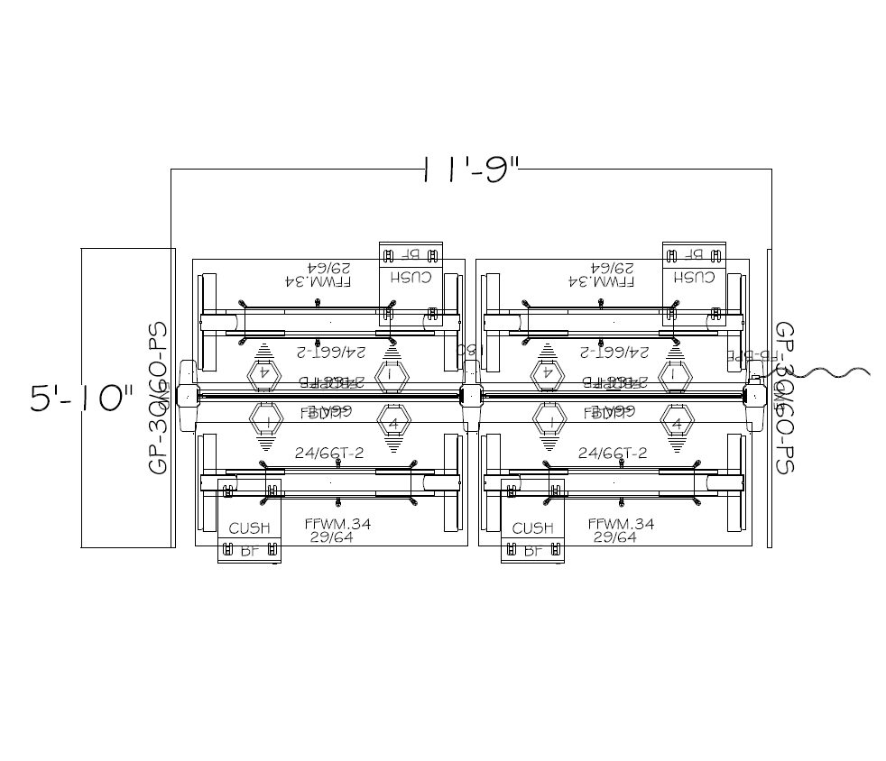 Friant My-Hite Height Adjustable Workstation Typical FMH-4011 (2.5' x 4.5') plan view