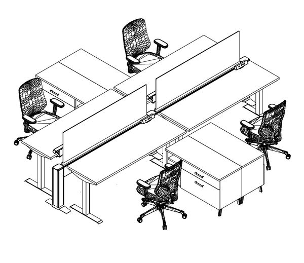 Friant My-Hite Height Adjustable Workstation Typical FMH-4013 (5.5' x 6') plan view