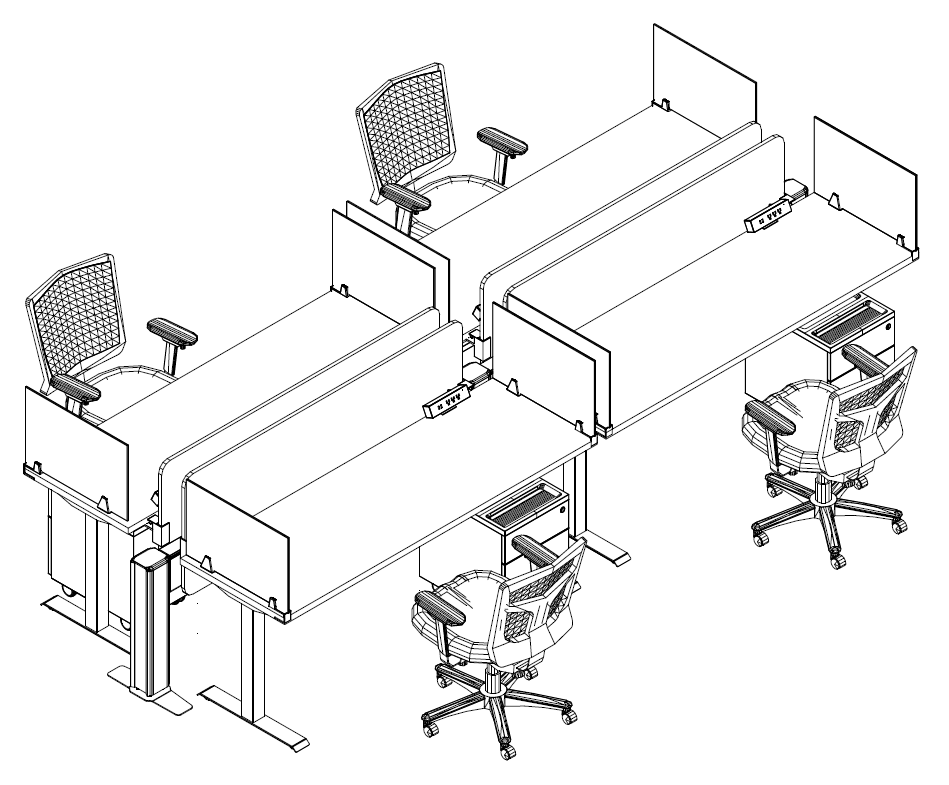 Friant My-Hite Height Adjustable Workstation Typical FMH-4014 (6' x 2') plan view