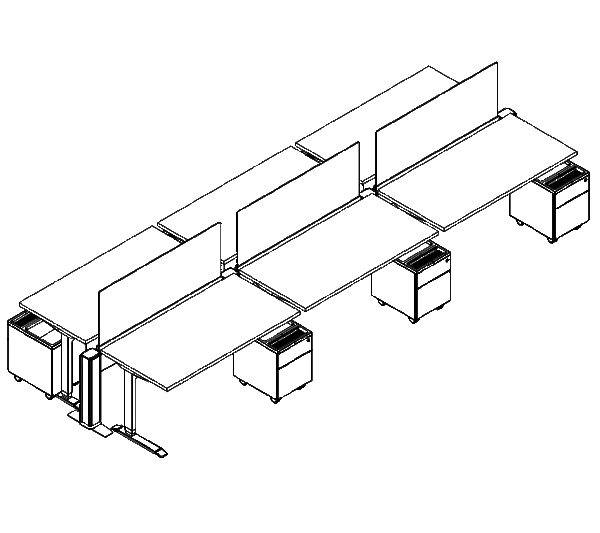 Friant My-Hite Height Adjustable Workstation Typical FMH-6001 (5' x 2.5') plan view