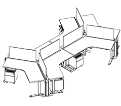 Friant My-Hite Height Adjustable 120° Workstation Typical FMH-6002 (4' x 4') plan view